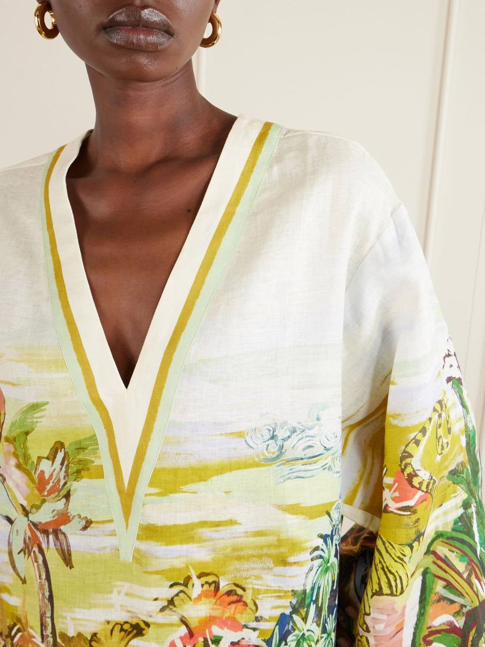 ALM Tropical Linen Shift Mini Dress