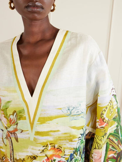 ALM Tropical Linen Shift Mini Dress