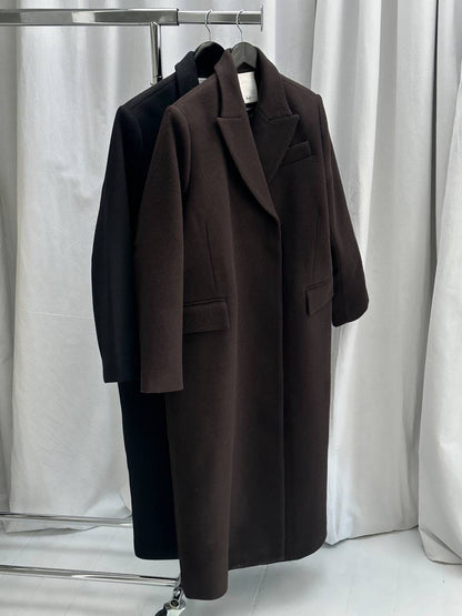 HL Raye Wool Long Coat in Black & Brown