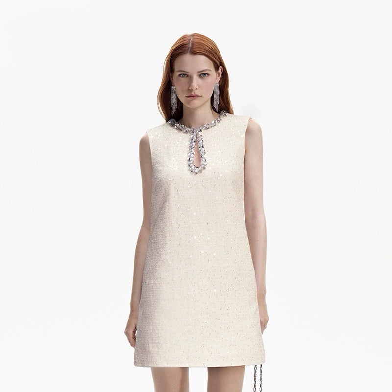 SP Ivory Sequin Boucle Mini Dress