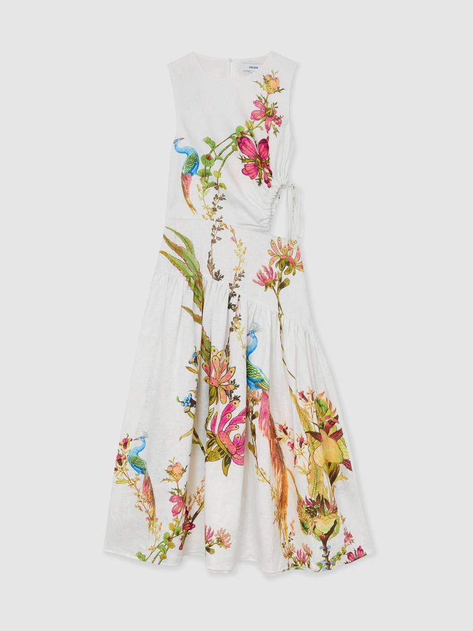 Petite/Regular! RS Bianca Linen Floral-Print Cut-Out Midi Dress