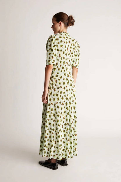 LM Daphne Silk Tie Neck Midi Maxi Dress
