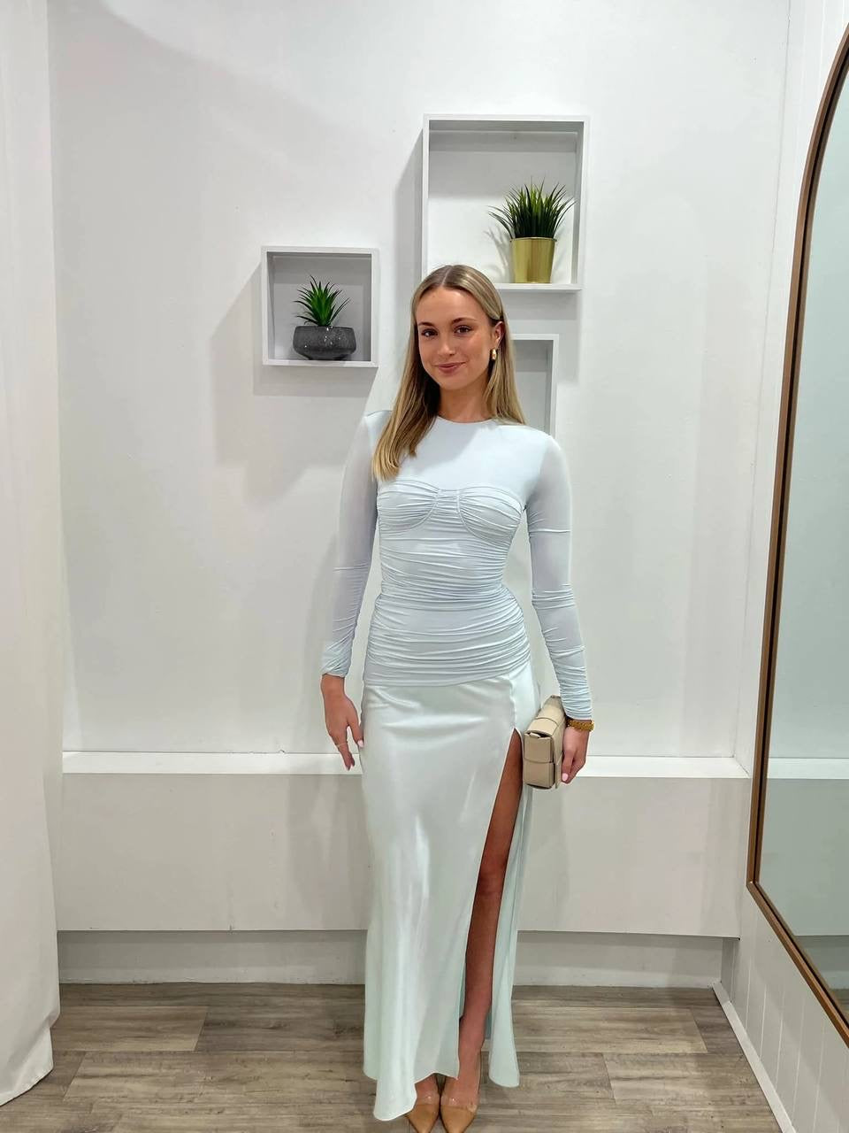 STL Alessia Draped Gown Bustier Maxi Dress