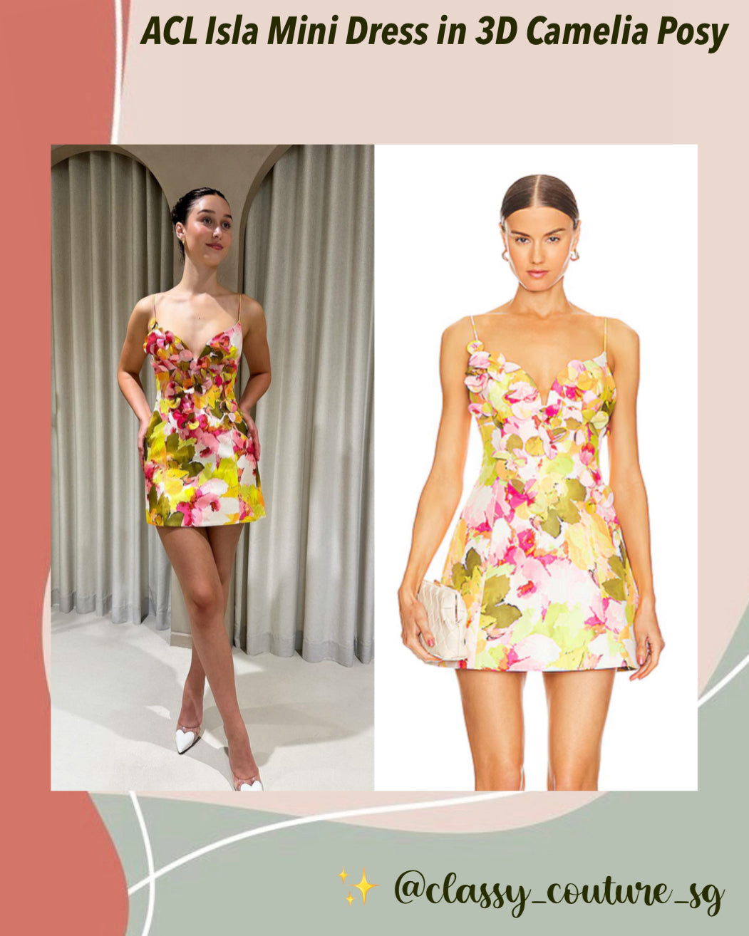 ACL Isla Mini Dress in 3D Camelia Posy Floral