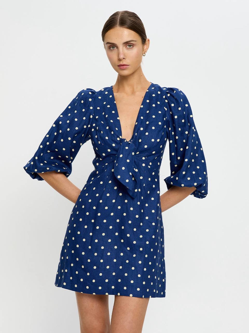 KV Lily Linen Polka Dot Mini Dress