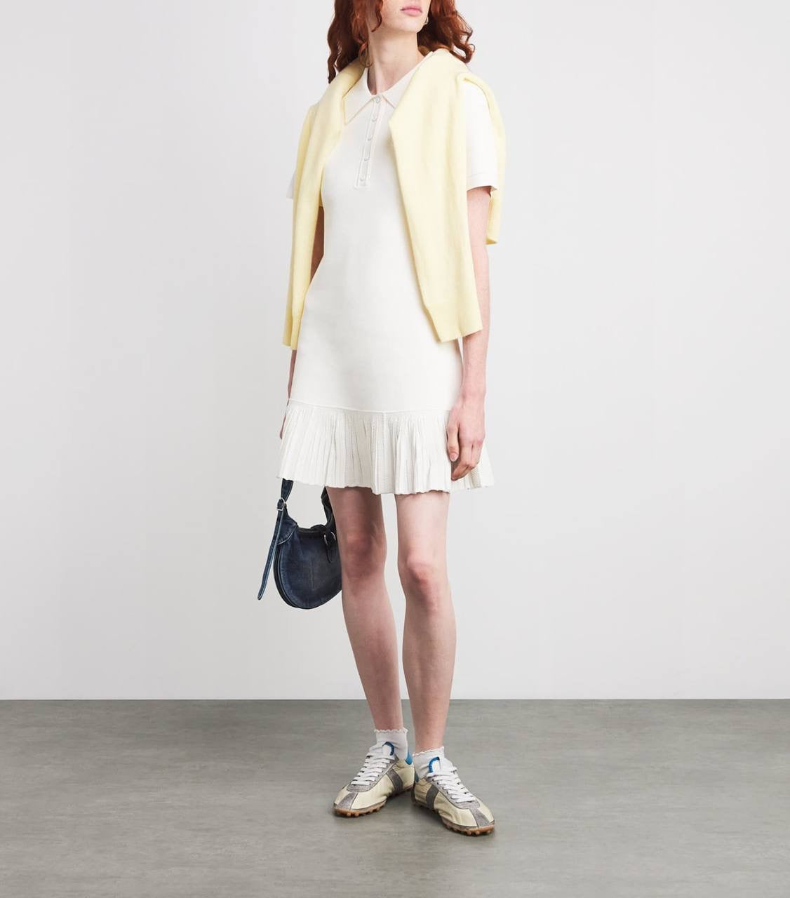 SD White Knitted Polo Mini Dress