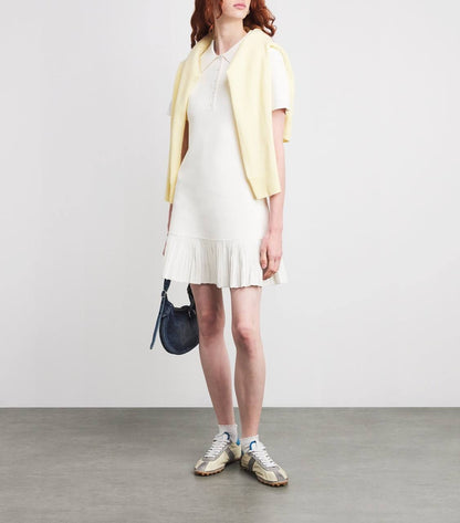 SD White Knitted Polo Mini Dress