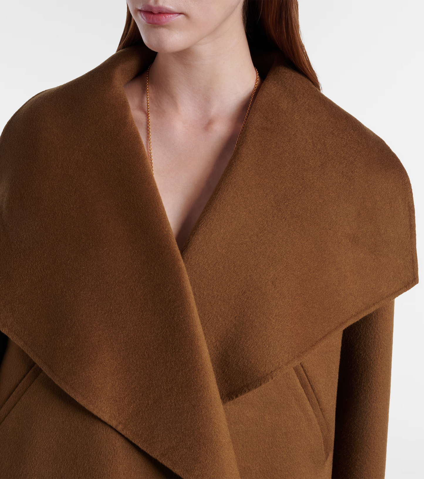 TOT Signature Double Wool Cropped Jacket Coat in Tobacco