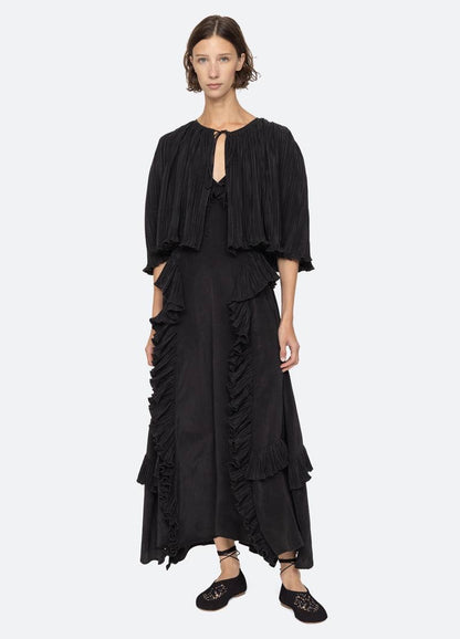 SE Delilah Chiffon Ruffle Midi Maxi Dress
