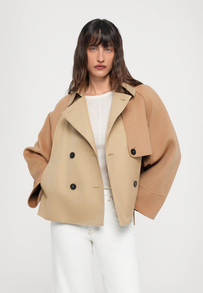 MM Gabardine Double Breasted Trench Short Coat Jacket