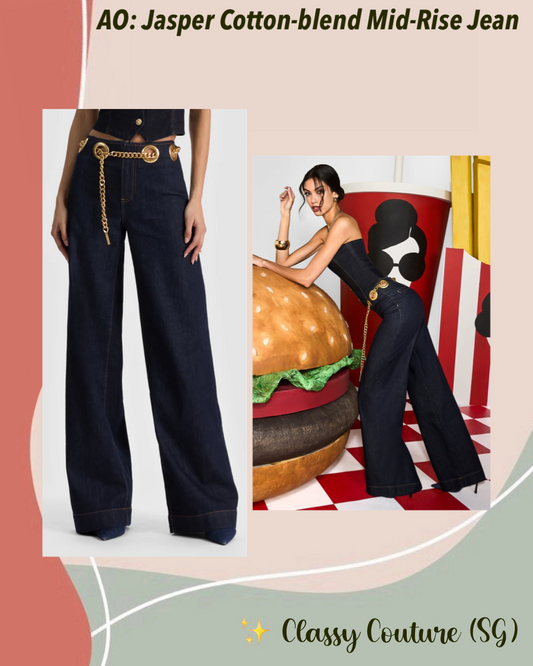 AO Jasper Cotton-blend Mid-Rise Jean with Chain Belt in Dark Rinse
