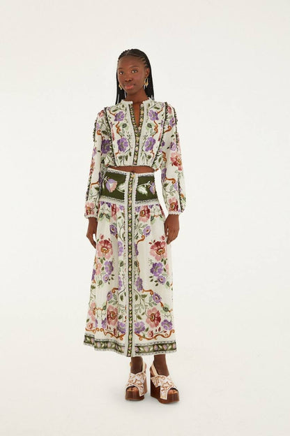 FR Rococo Flowers Midi Skirt