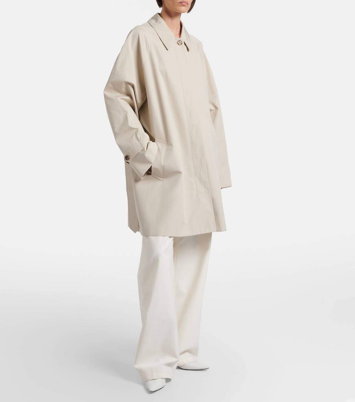 TR Amaya Washed Cotton Trench Car Coat in Beige (lining replaced)