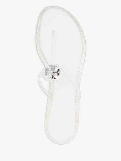 TB Mini Miller Flat Thong Flip Flops Clear Jelly Sandals in Glitter & Transparent