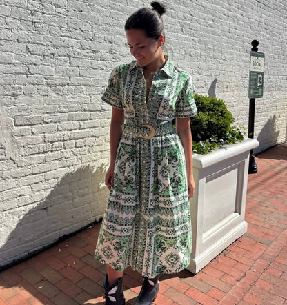 CC Malena Cotton Belted Midi Dress