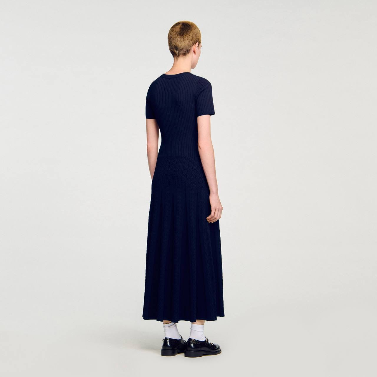 SD Milla Viscose Knit Midi Dress in Navy blue & Wine red