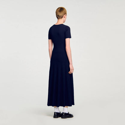 SD Milla Viscose Knit Midi Dress in Navy blue & Wine red