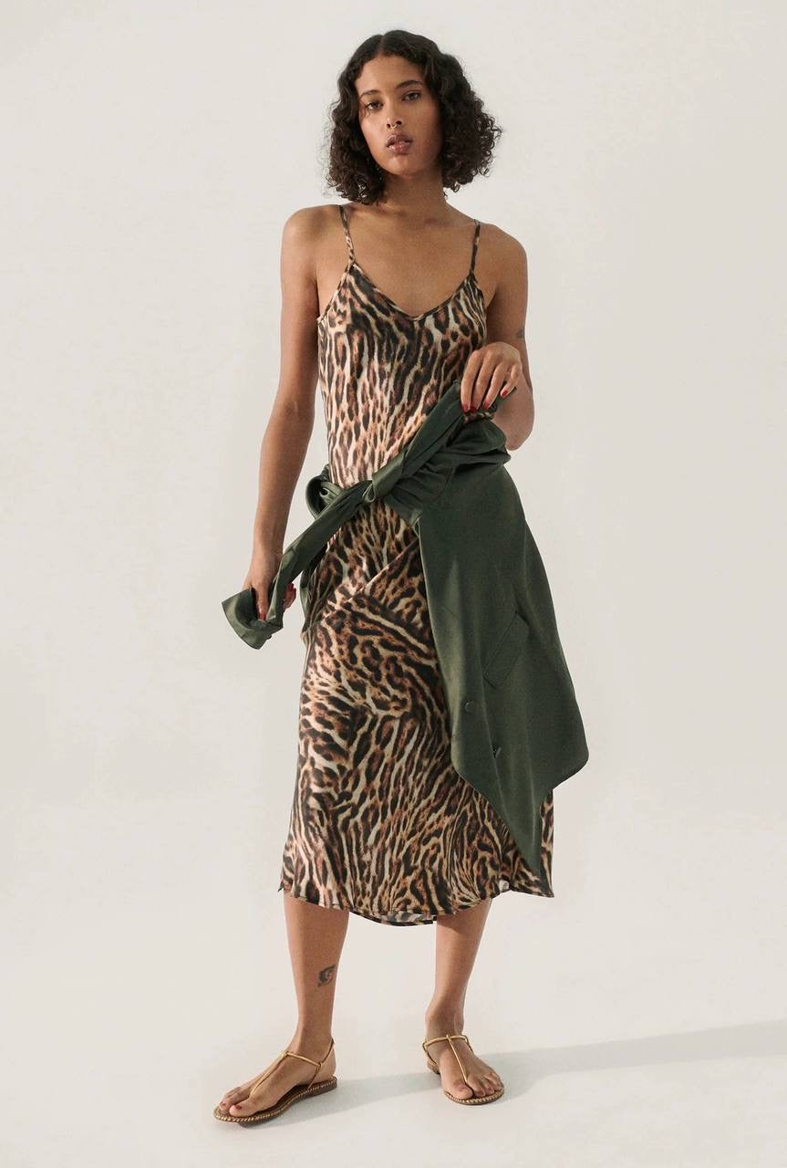 (PART 2/2) SL 90s Silk Slip Midi Dress Animal Prints: Wolves, Leopard, Wild Horses