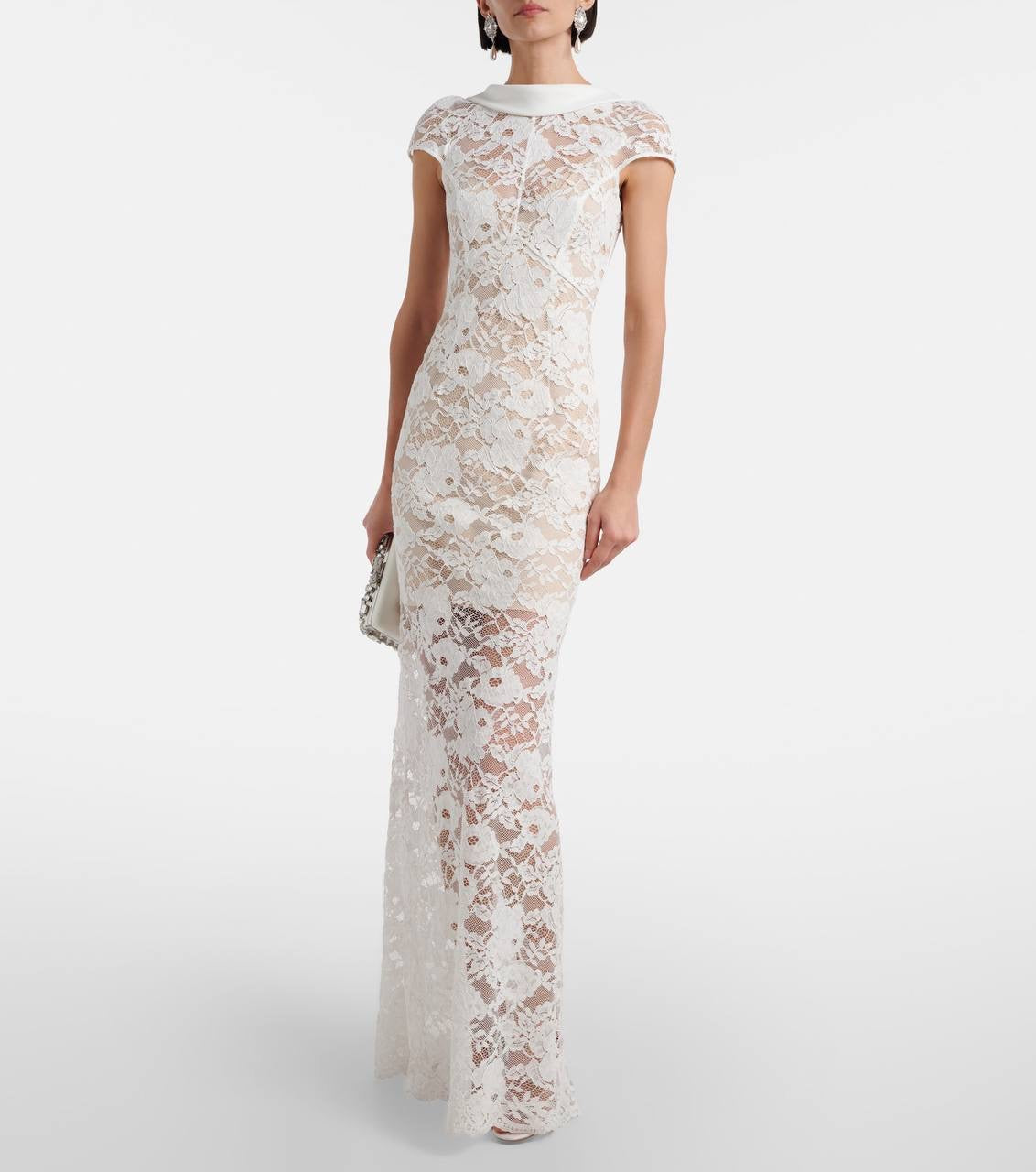 SP White Lace Scoop Back Mermaid Maxi Dress