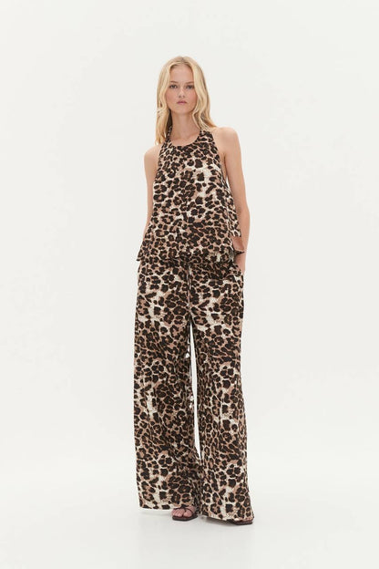 3 Colors! AJ Dessie Belted Relaxed Linen-Cotton Pants