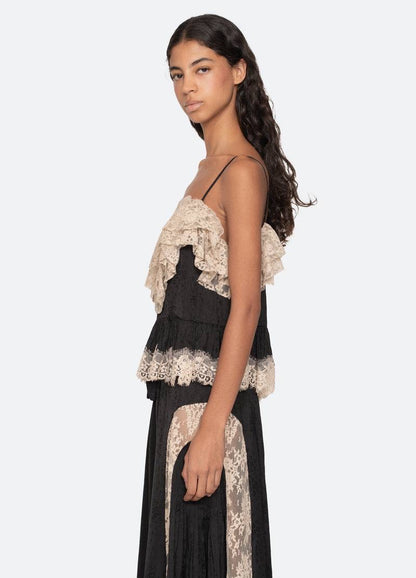 3 Colors! SE Ethel Viscose Jacquard Lace Camisole Cami Top