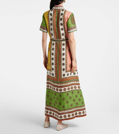ALM Contina Linen Shirtdress Midi Maxi Dress