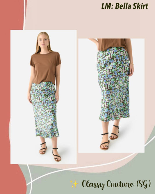 LM Bella Thick 22-Momme Silk Midi Skirt