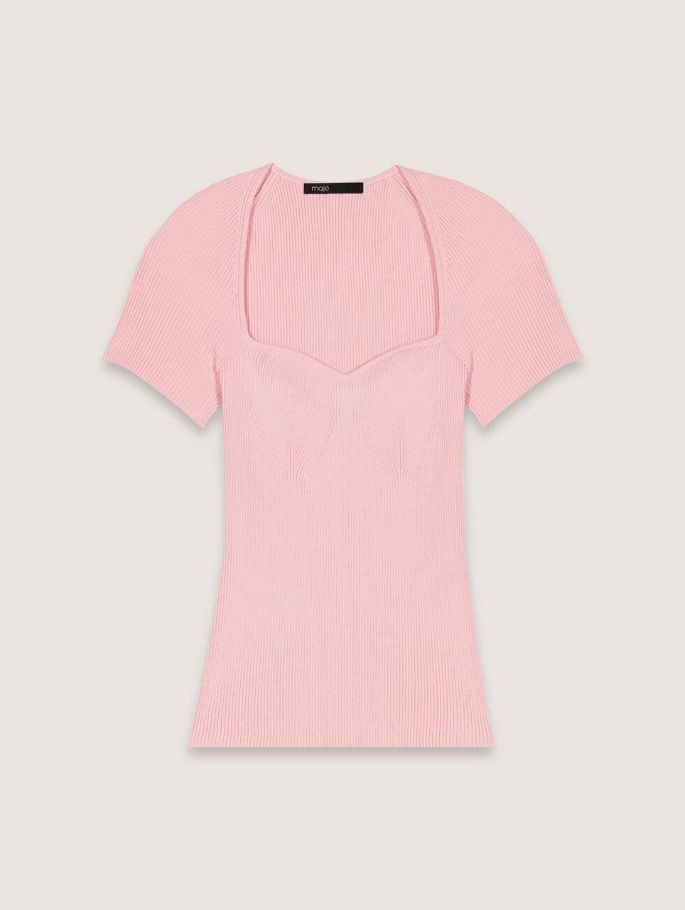 MJ Moka Rib Knit Sweetheart Shirt Top