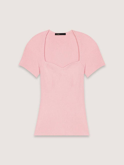 MJ Moka Rib Knit Sweetheart Shirt Top