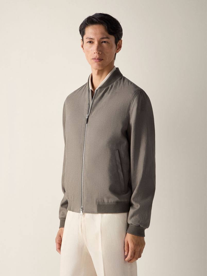 ZN Men’s Oasi Lino Linen Bomber Jacket (cotton-silk lined)
