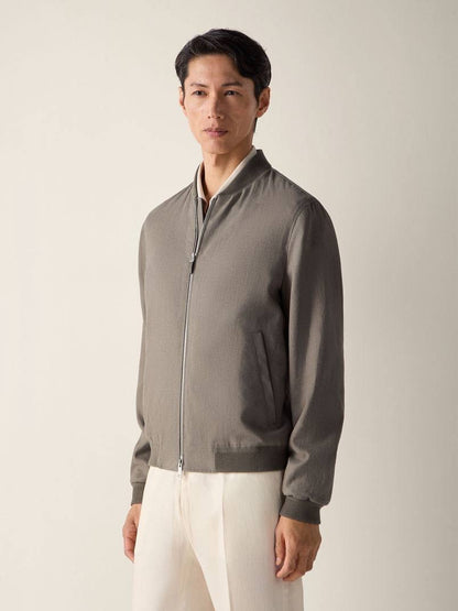 ZN Men’s Oasi Lino Linen Bomber Jacket (cotton-silk lined)