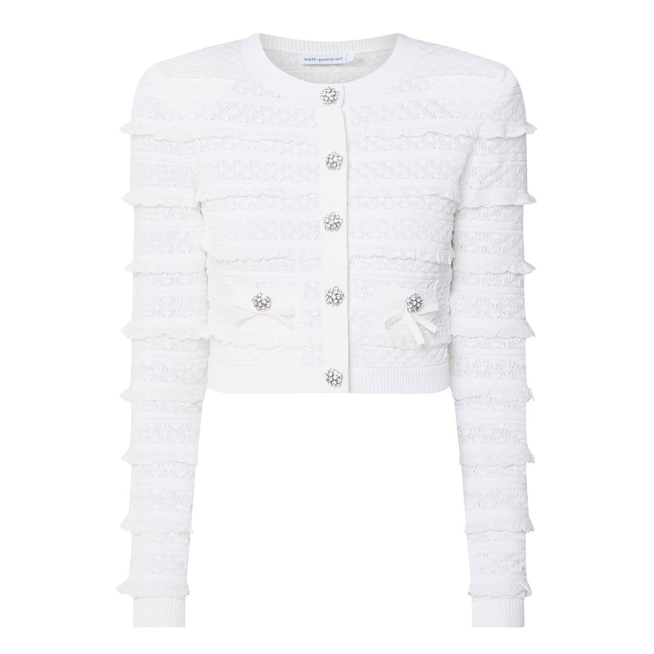 SP White Pointelle Knit Cardigan | Mini Skirt | Set