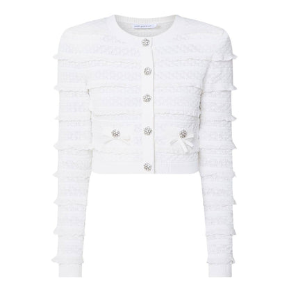 SP White Pointelle Knit Cardigan | Mini Skirt | Set