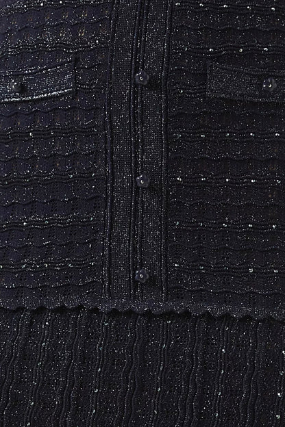 SD Diane Blue Rhinestone Viscose-blend Metallic Knit Maxi Dress