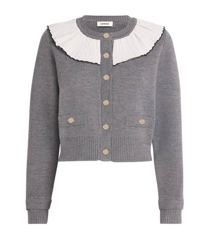 SD Roman Wool-Blend Ruffle Collar Cardigan