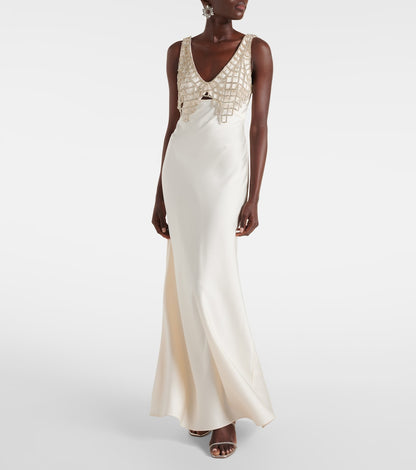 SP Cream Satin Diamante Bralette Mini | Maxi Dress