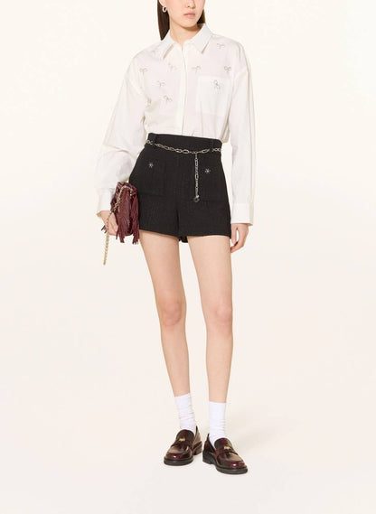 MJ Cineuli Jewel Bow Cropped Long Sleeve Shirt