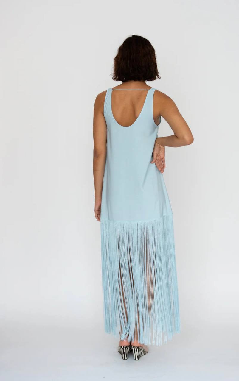 ML Tassel Lyocell-blend Fringe Slip Midi Dress