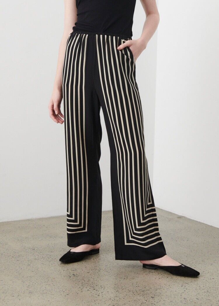 SALE! Tot Monogram Striped Silk Slacks Pants