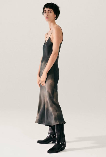 SL 90s Silk Slip Midi Dress in Seashells | Smoke | Surreal Black