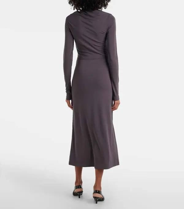 TOT Gathered Stretch-Jersey Midi Dress