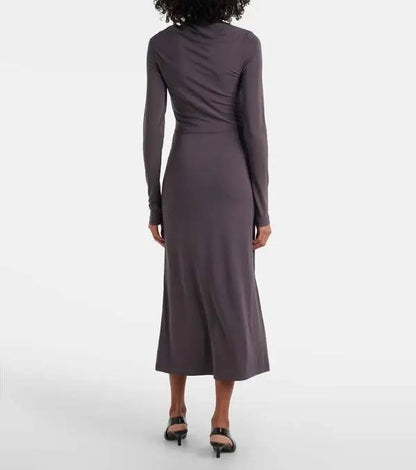 TOT Gathered Stretch-Jersey Midi Dress