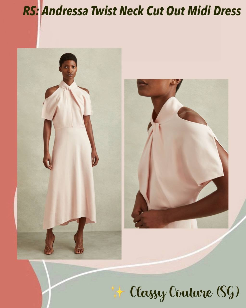 RS Andressa Twist Neck Cut Out Midi Dress