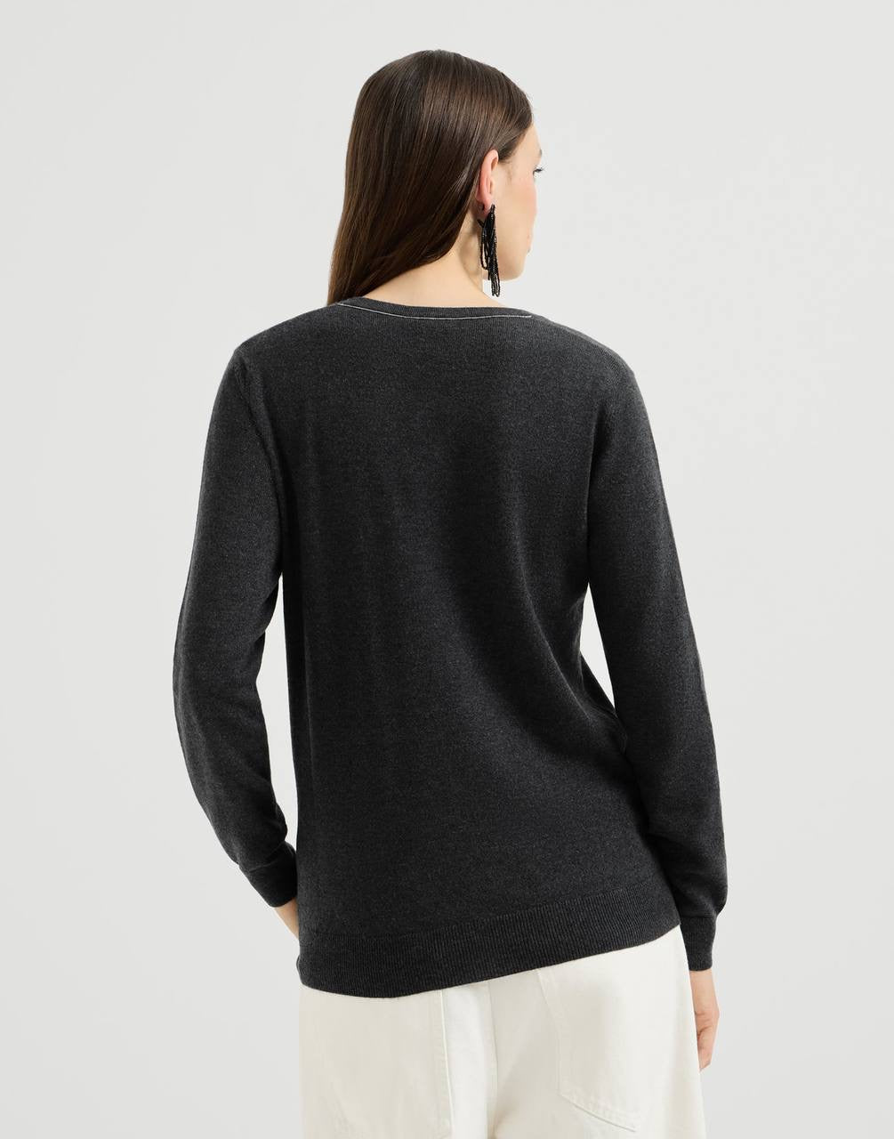 BC Cashmere V-neck Sweater With Monili