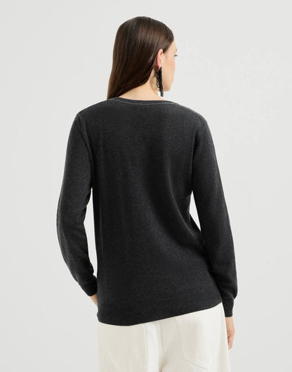 BC Cashmere V-neck Sweater With Monili