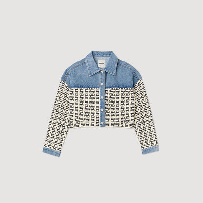 SD Cordoue Logo Jacquard Denim Cropped Jacket