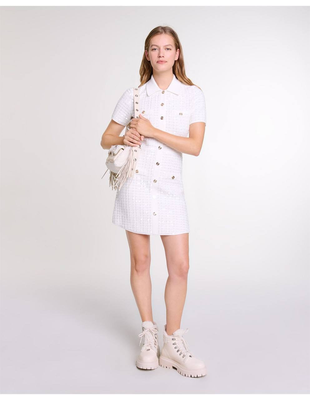 MJ Rirtaly Grid-sequin Mini Dress