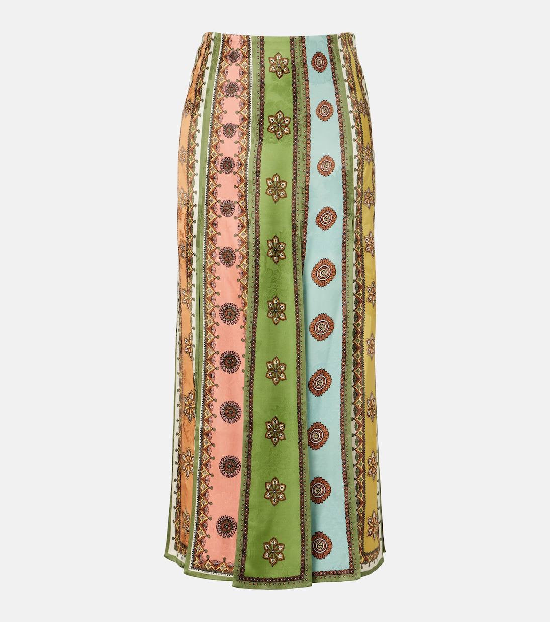 ALM Contina Printed Scarf Cami Top | Midi Maxi Slit Skirt | Jacquard Viscose Set