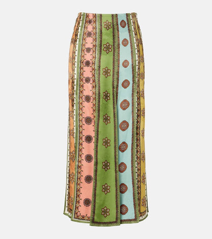 ALM Contina Printed Scarf Cami Top | Midi Maxi Slit Skirt | Jacquard Viscose Set