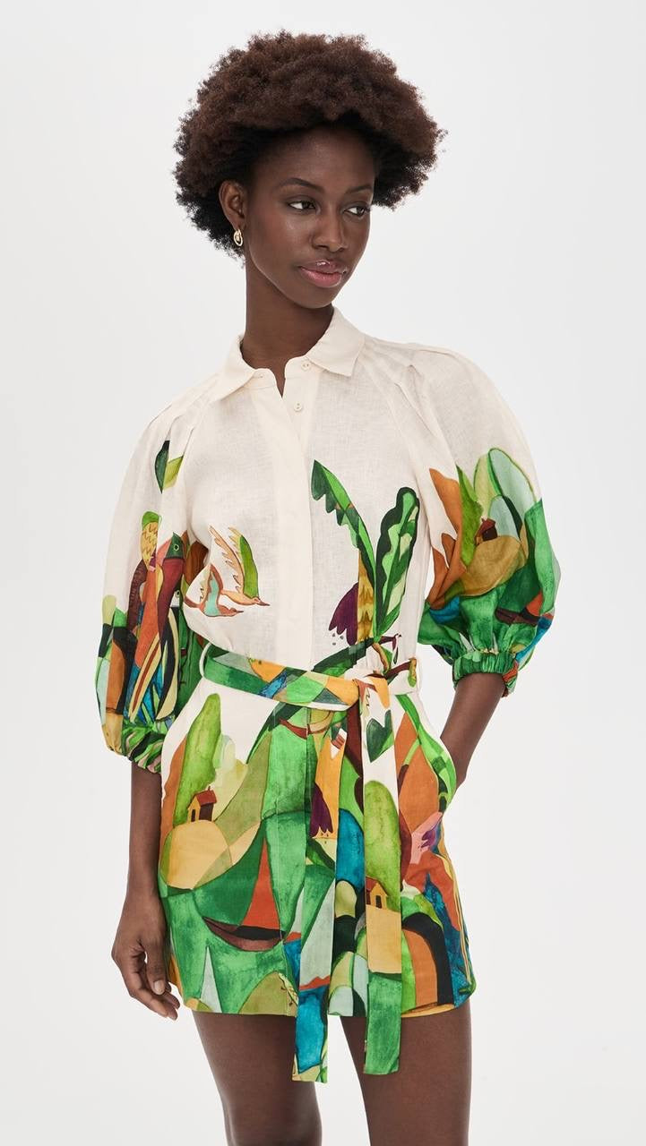 ALM Mokshini Linen Mini Dress Shirtdress